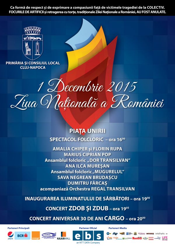 Primăria Cluj-Napoca a pregătit concerte de 1 Decembrie. Patinoarul va fi deschis cu intrarea gratuită între anumite ore. Vezi întreg programul