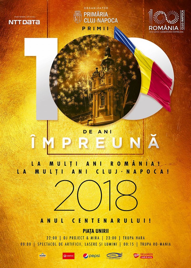Primăria Cluj-Napoca vă invită la Revelionul 2018 în Piața Unirii, primul eveniment din anul Centenarului