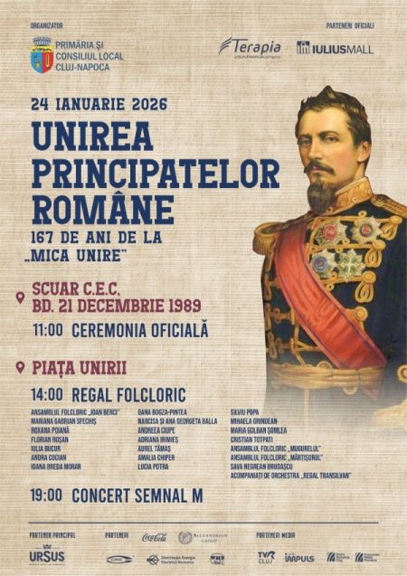 Ziua Unirii Principatelor Române Cluj 2026, evenimente 24 ianuarie Cluj, program Ziua Unirii Cluj, știri din cluj, cluj24h.ro