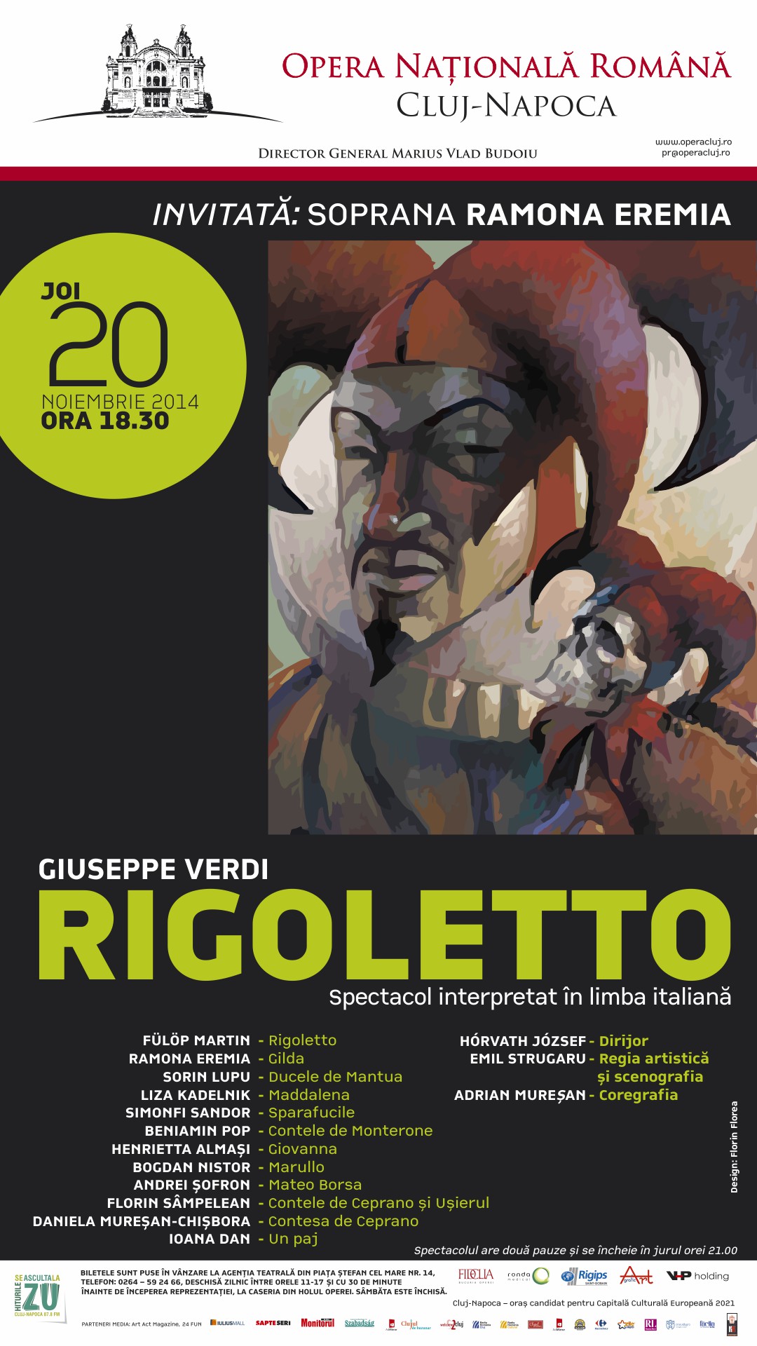 Rigoletto, vestitul bufon, se întoarce la Opera clujeană,  joi, 20 noiembrie 2014