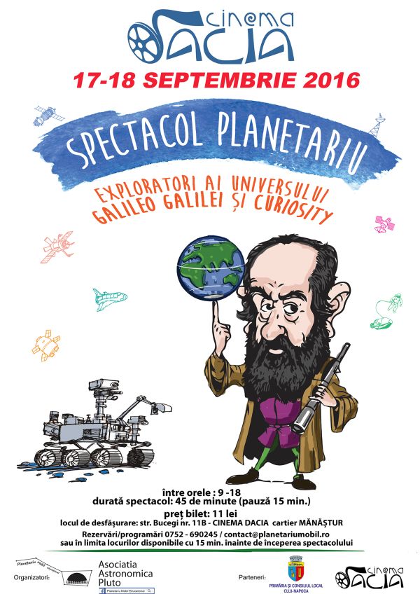 Robotul Curiosity și Galileo Galilei vin la Cluj, în primul planetariu mobil  din România