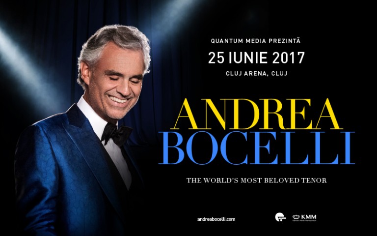 Legendarul tenor Andrea Bocelli într-un nou concert extraordinar,  care va avea loc pe stadionul Cluj Arena, în data de 25 iunie 2017