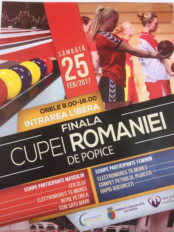 Finala Cupei României la Popice – se organizează la Cluj-Napoca pentru prima  dată în istoria competiției