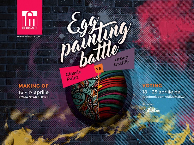EGG Painting Battle, la Iulius Mall Cluj. Alege ce stil îți place: Classic Paint sau Urban Graffiti!