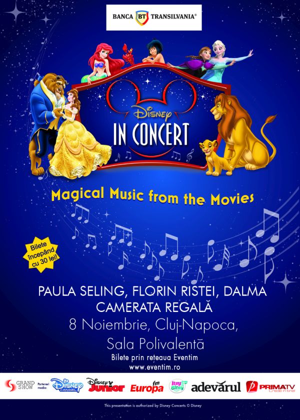 Magia Disney în premieră la Cluj-Napoca. Peste 70 de muzicieni vor pune în scenă un spectacol extraordinar la Sala Polivalentă