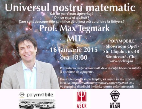 Eveniment – Intalnire la Cluj cu profesorul MAX TEGMARK, MIT
