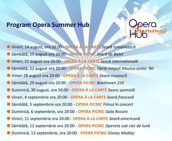 4 evenimente de excepție la OPERA SUMMER HUB 2020.