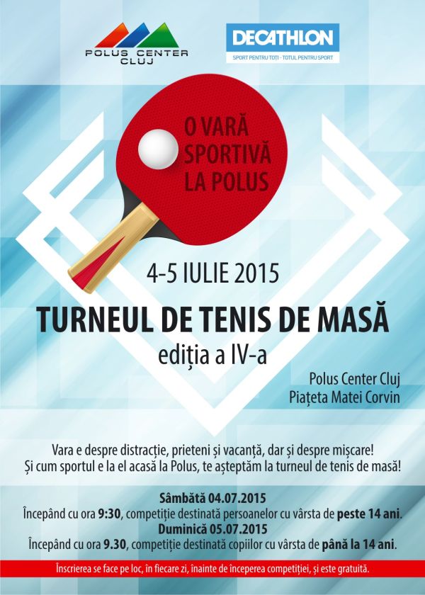 Turneu de Tenis de Masă – ediția a IV-a va avea loc în acest weekend. Află detalii.