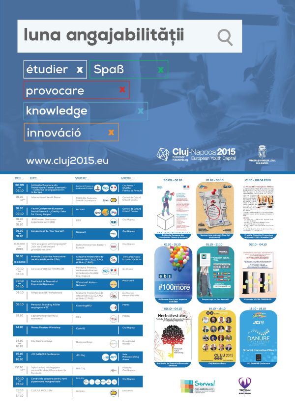 Octombrie – luna angajabilității la Cluj-Napoca, parte din programul  Cluj-Napoca 2015 Capitala Europeană a Tineretului