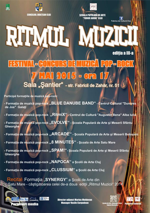 Festival – concurs de muzică pop-rock pe 7 mai la Şcoala Populară de Arte „Tudor Jarda”