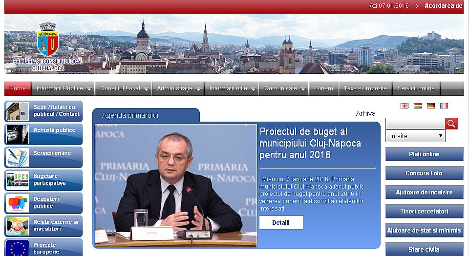 Proiectul de buget al municipiului Cluj-Napoca pentru anul 2016 a fost  publicat pentru consultare