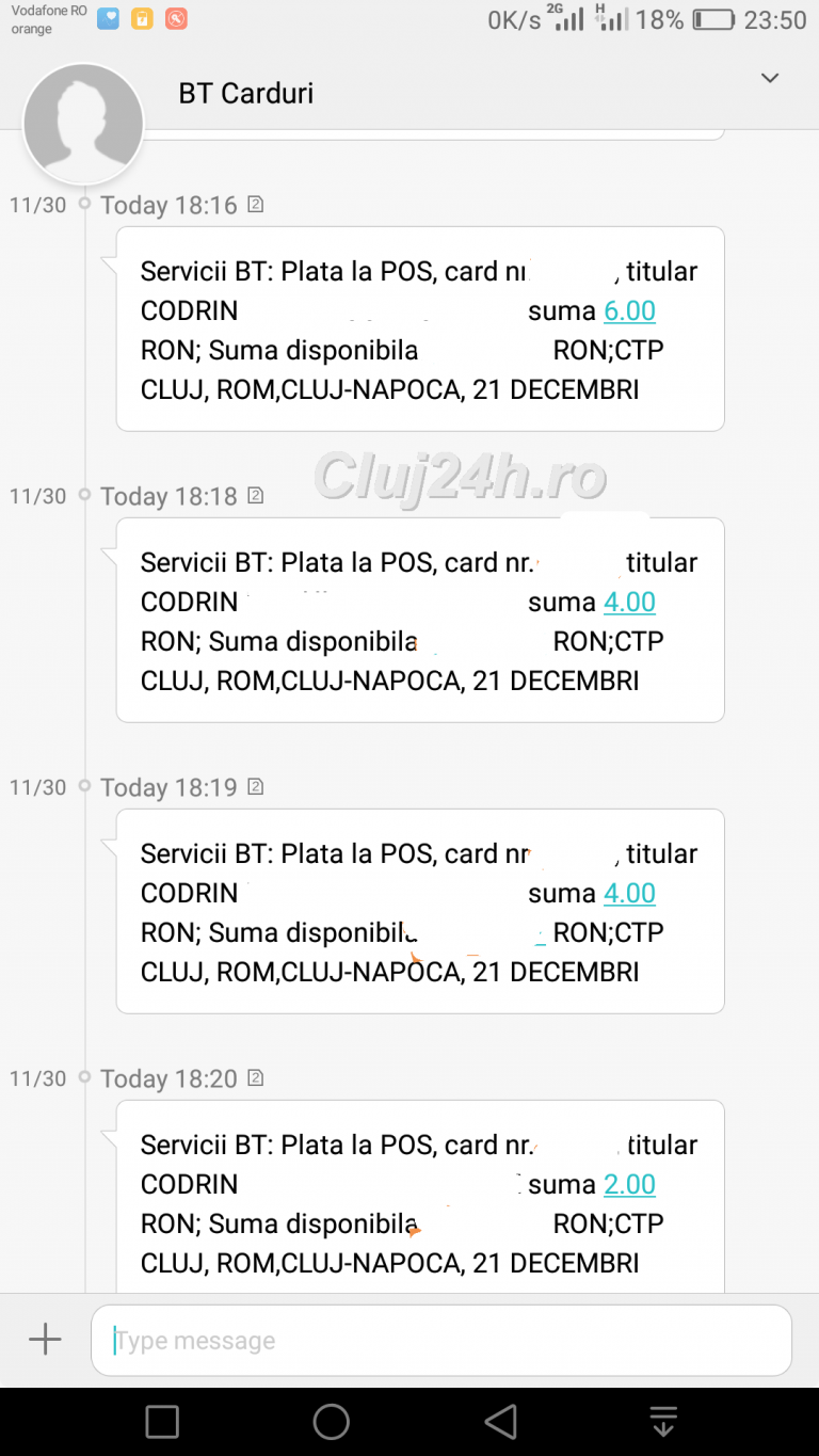 plata prin sms a biletelor, 7479 CTP, Cluj24h