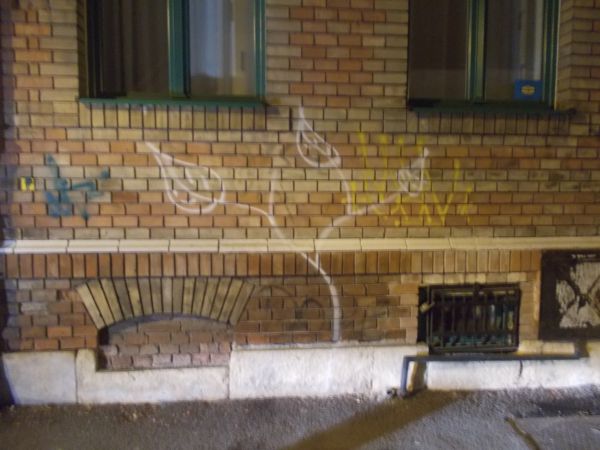 Politistii locali au prins in flagrant o persoana ce desena pe peretii unui imobil din cetru orasului. A fost amendata cu 1500 lei