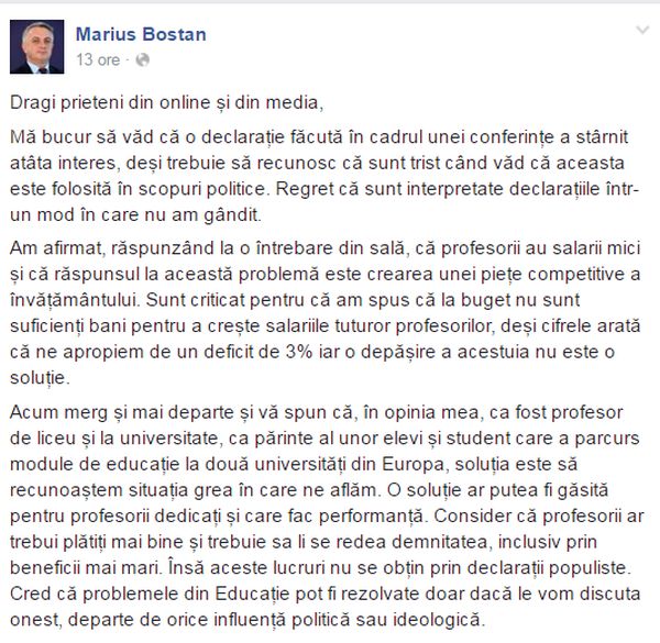 Tinerii social democrați cer demisia lui Bostan. Ministrul se apără cu un mesaj pe Facebook.