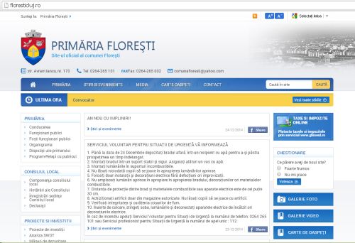 UPDATE: Primăria Floreşti instalează un nou server pentru a încasa mai bine banii cetăţenilor, dar site-ul de informare al instituţiei e varză