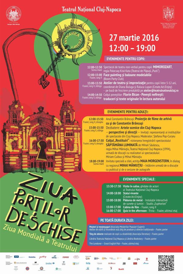 Ziua Mondială a Teatrului, sărbătorită pe 27 martie şi la Cluj-Napoca. Teatrul Naţional organizează cea de a şaptea ediţie a Porţilor Deschise