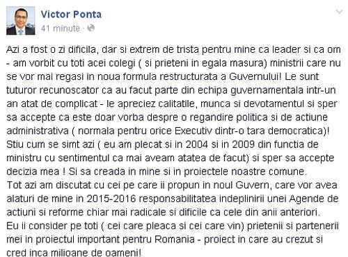 Trei miniştrii au anunţat pe Facebook că vor pleca din Guvern. Unul dintre ei este de la Cluj